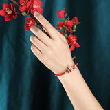 Chinese Zodiac Silver Bracelet Red Rope - Cattle Dog Sheep Rabbit Snake