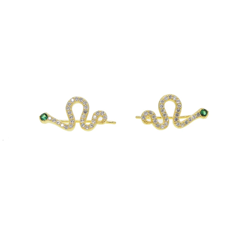 Long Snake Earring Micro Paved CZ 925 Sterling Silver