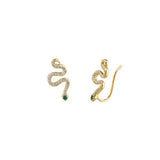 Delicate Long Snake Earring with CZ in 925 Sterling Silver