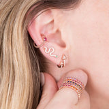 Delicate Long Snake Earring with CZ in 925 Sterling Silver