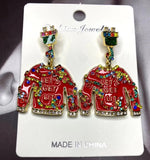 Christmas Personality Red Clothes Modeling Earrings for Woman