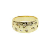 Christmas Engraved CZ Moon Star Starlight Vintage Women Engagement Ring