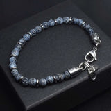 6mm Tiger Eye Hematite Beaded Bracelet Stainless Steel Chain Adjustable