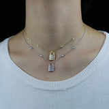 925 Silver CZ Padlock Pendant Necklace For Women