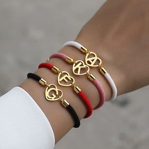 Classic Heart 26 Initial Letter Bracelet Women Adjustable