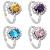 925 Sterling Silver Flower Wedding Engagement Ring for Women