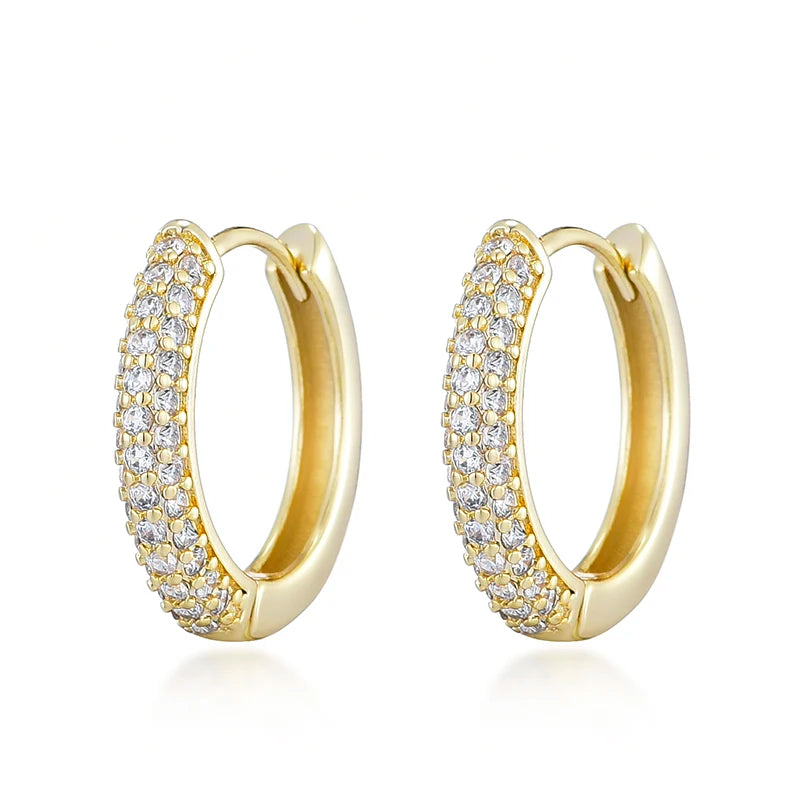 Classic Circle Hoop Earrings Paved CZ Round Zincon Wedding Party Hot