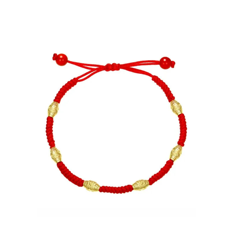 Classic 24K Plating Bracelet Charm Gilding Red Rope Bangle & Bracelet