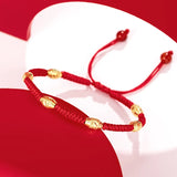 Classic 24K Plating Bracelet Charm Gilding Red Rope Bangle & Bracelet