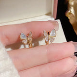 Butterfly Hoop Earrings 14K Plated Zircon Ear Buckle Jewelry Gift