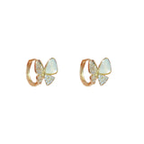 Butterfly Hoop Earrings 14K Plated Zircon Ear Buckle Jewelry Gift