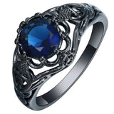 Green CZ Silver Carved Ring for Women Size 5-12