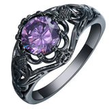 Green CZ Silver Carved Ring for Women Size 5-12