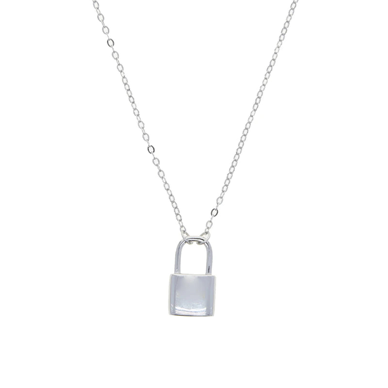 925 Silver Bling Padlock Pendant Chain Charm Necklace