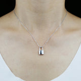 925 Silver Bling Padlock Pendant Chain Charm Necklace