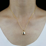 925 Silver Bling Padlock Pendant Chain Charm Necklace