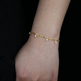 925 Silver Paper Clip Charm Bracelet with CZ - Fine Jewelry