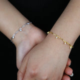 925 Silver Paper Clip Charm Bracelet with CZ - Fine Jewelry