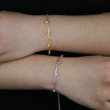 925 Silver Paper Clip Charm Bracelet with CZ - Fine Jewelry