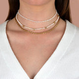 925 Silver Tennis Chain Pearl Bead Charm Bracelet