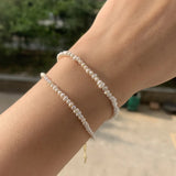 925 Silver Tennis Chain Pearl Bead Charm Bracelet