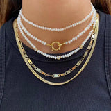 925 Silver Tennis Chain Pearl Bead Charm Bracelet