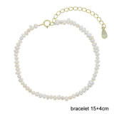 925 Silver Tennis Chain Pearl Bead Charm Bracelet