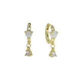 925 Silver Fire Opal Paved Huggie Hoop Earring Wedding Jewelry