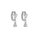 925 Silver Fire Opal Paved Huggie Hoop Earring Wedding Jewelry