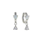 925 Silver Fire Opal Paved Huggie Hoop Earring Wedding Jewelry