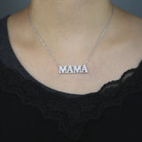 925 Silver CZ MAMA Charm Necklace for Mom - Mother's Gift