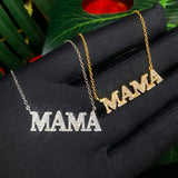 925 Silver CZ MAMA Charm Necklace for Mom - Mother's Gift