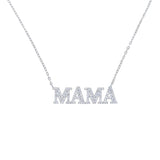 925 Silver CZ MAMA Charm Necklace for Mom - Mother's Gift