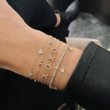 925 Silver Bracelet Colorful CZ Rainbow Circle Mini
