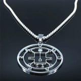 Demon Seal Stainless Steel Chain Necklace Silver Satan VASSAGO N7013