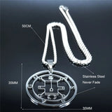 Demon Seal Stainless Steel Chain Necklace Silver Satan VASSAGO N7013