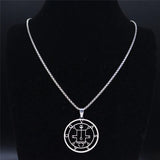 Demon Seal Stainless Steel Chain Necklace Silver Satan VASSAGO N7013