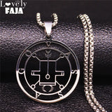 Demon Seal Stainless Steel Chain Necklace Silver Satan VASSAGO N7013