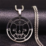 Demon Seal Stainless Steel Chain Necklace Silver Satan VASSAGO N7013