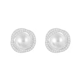 Geometric Spiral Pearl Earrings for Women