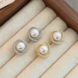 Geometric Spiral Pearl Earrings for Women