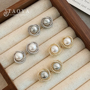 Geometric Spiral Pearl Earrings for Women