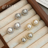 Geometric Spiral Pearl Earrings for Women
