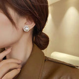 Geometric Spiral Pearl Earrings for Women