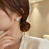 Geometric Spiral Pearl Earrings for Women