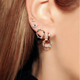 925 Silver Evil Eye Charm Stud Earrings for Girls