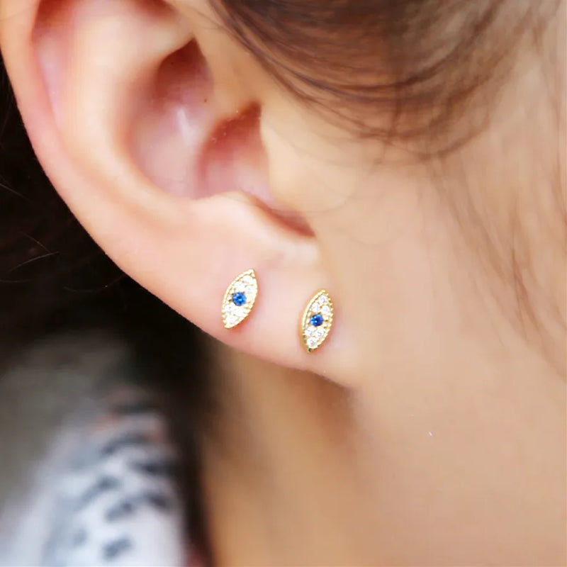 925 Silver Evil Eye Charm Stud Earrings for Girls