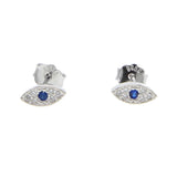 925 Silver Evil Eye Charm Stud Earrings for Girls