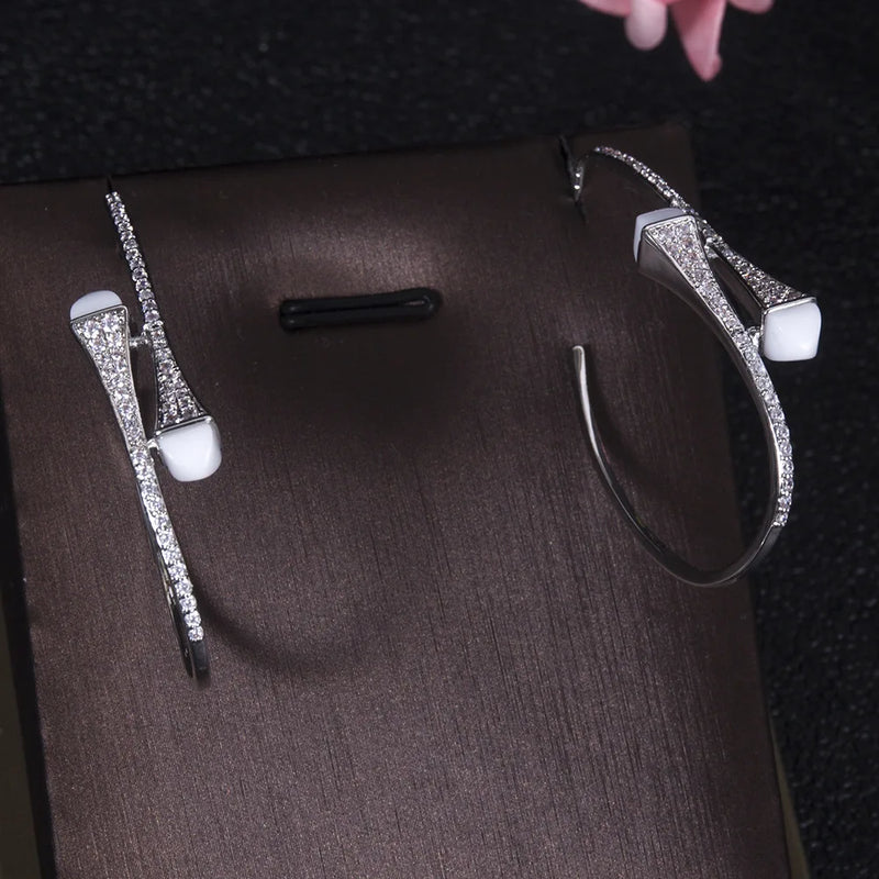 Dubai Zircon Women Geometry Hoop Earrings