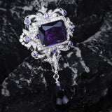 French Vintage Water Drop Necklace 925 Silver Amethyst Pendant